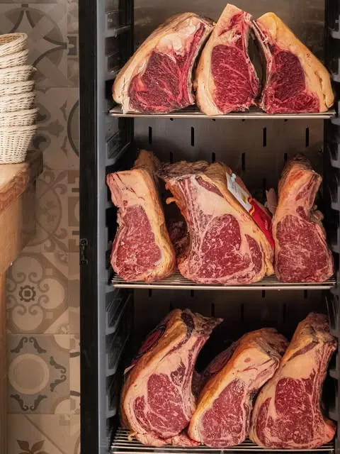 Cuts of beef in our ageing room